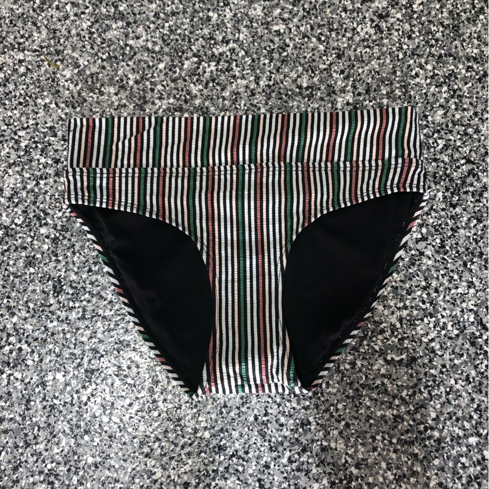 Turquoise Couture ✦ Striped High-Waist Bikini Bottom (XS)